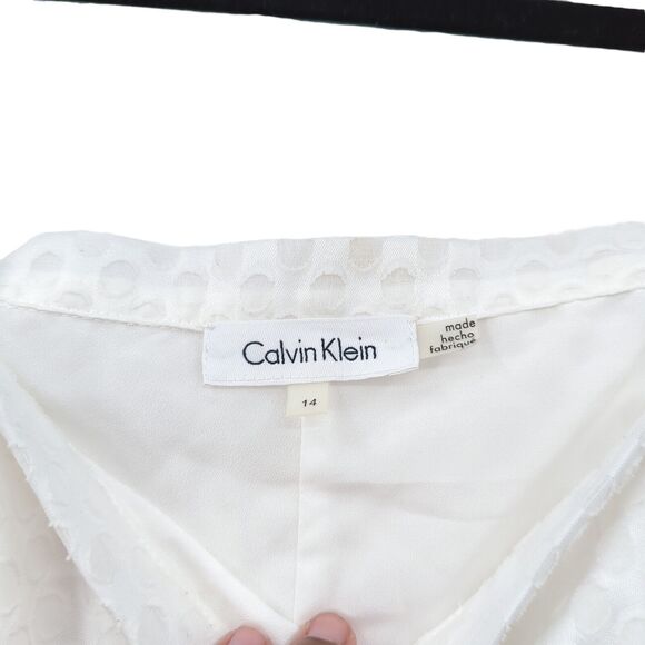 Calvin Klein Women 14 Dress White Cold Off Shoulder Eyelet Polyester - Picture 5 of 9